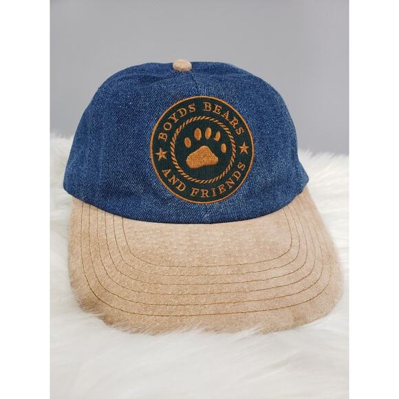 VINTAGE Boyds Bear Baseball‎ Hat Bearwear Denim Cap Adjustable 90s Dad Mom 80s - Picture 1 of 8